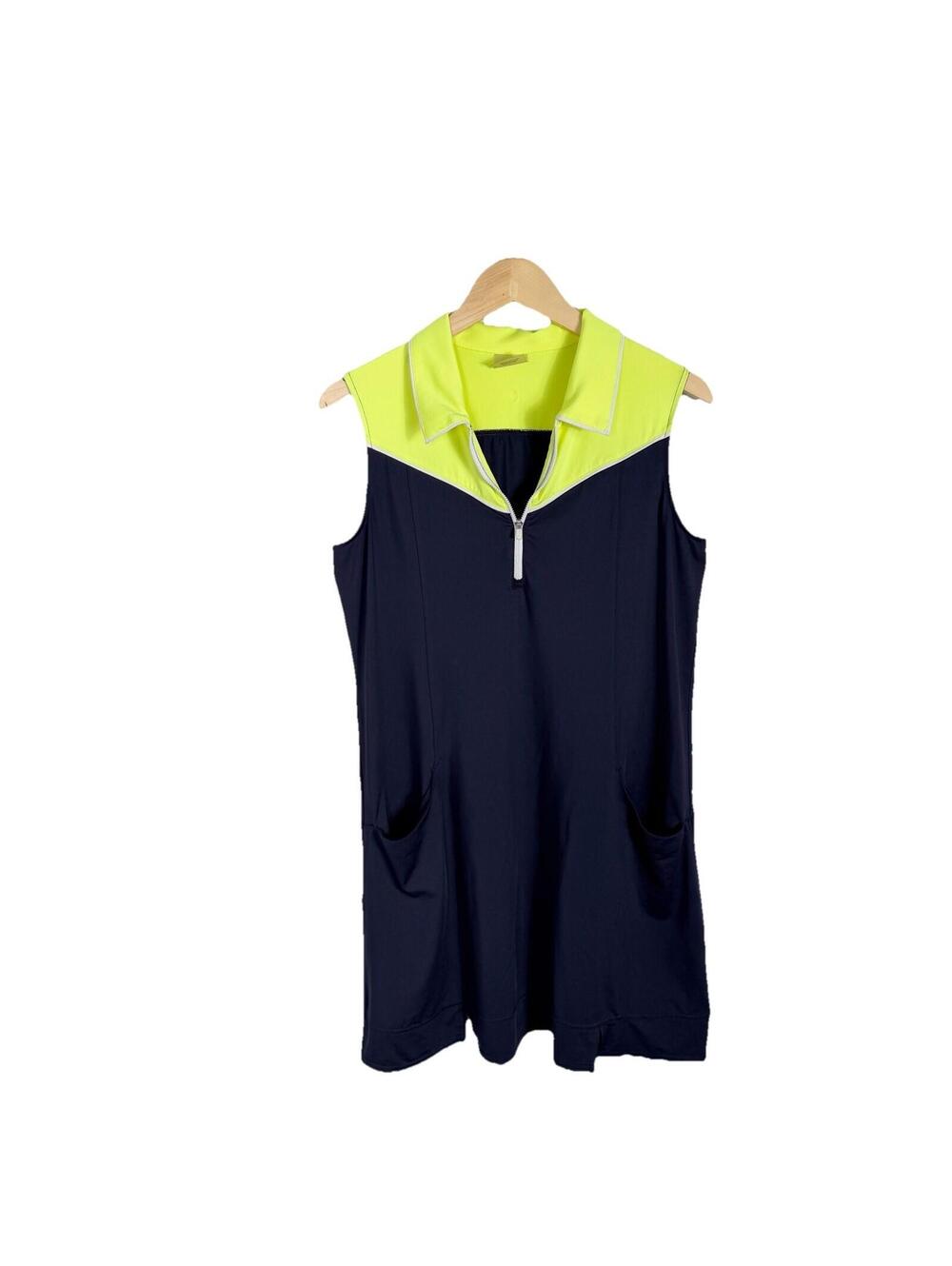 Jofit Tenniscore Golf Womens Collared Sleeveless Navy Tennis Tank Dress Large